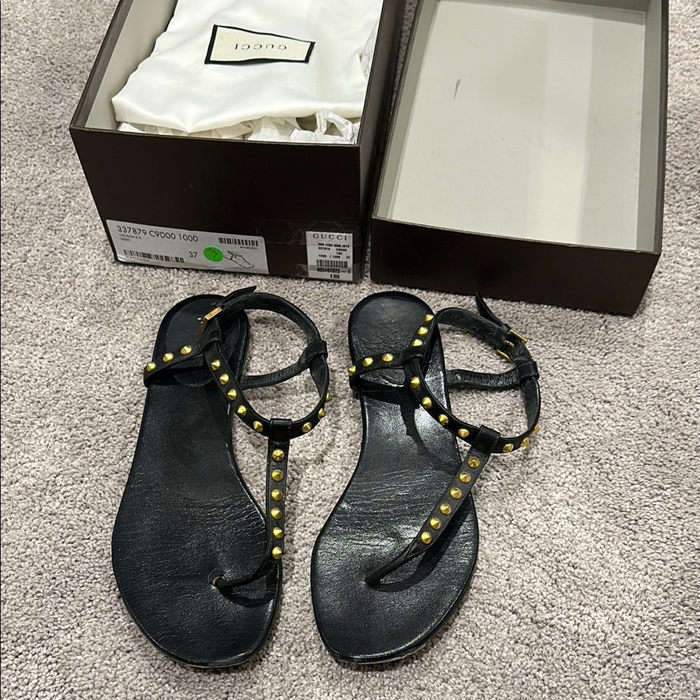 Gucci Black and Gold Women's Sandals